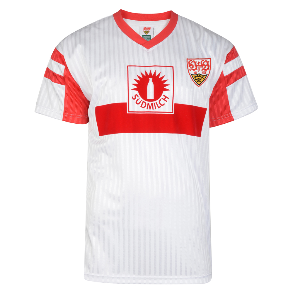 VfB Stuttgart Home Football Shirt 1990 1992 Sponsored By Sudmilch
